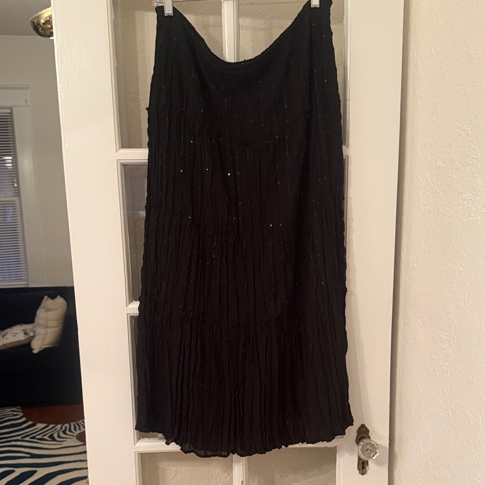 Notations black sequin midi skirt